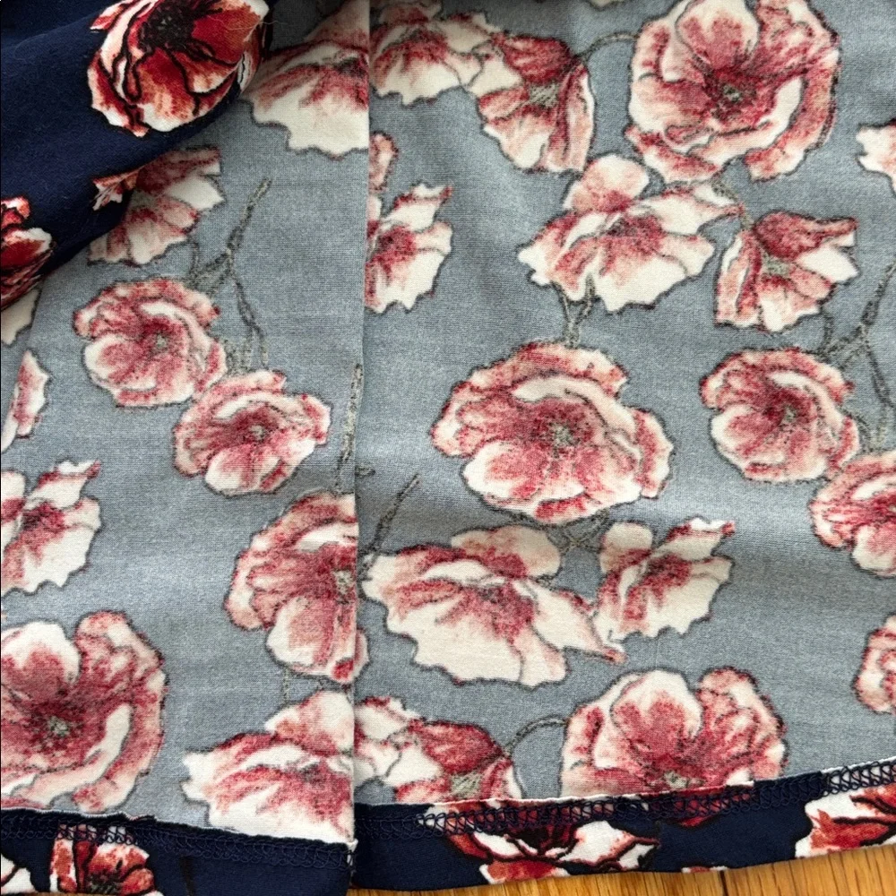 French Grey Navy Floral Knit Dress Stretch & Soft size M - Picture 5 of 6